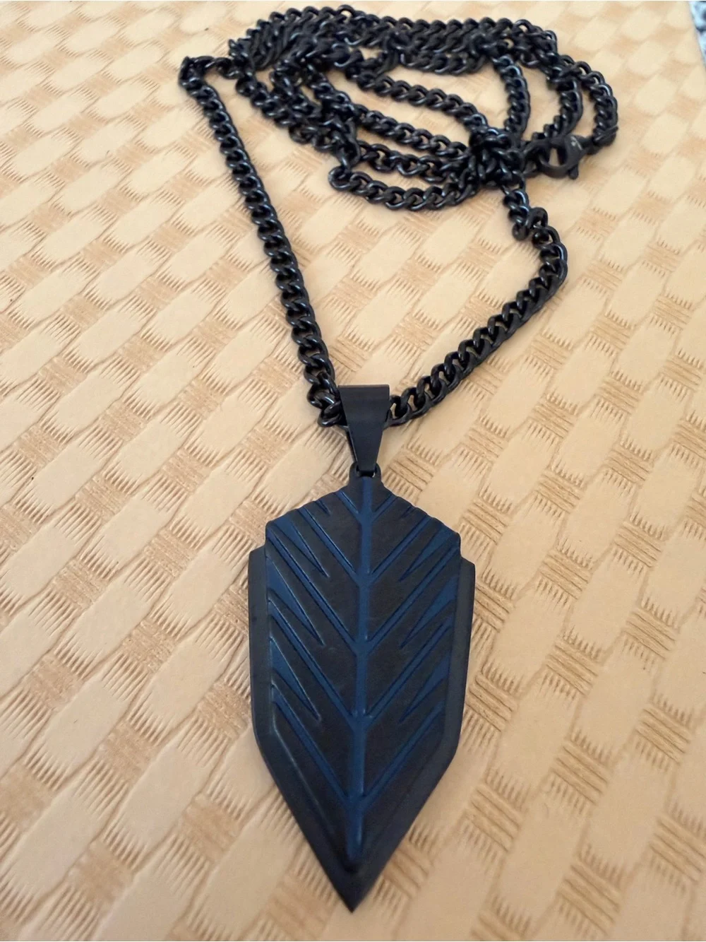 Black Men’s Pendant Necklace - Modern Shield Design